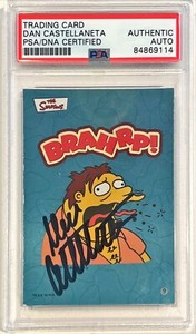 2002 Topps Stickers The Simpsons Dan Castellaneta Signed Auto Card #9 PSA/DNA