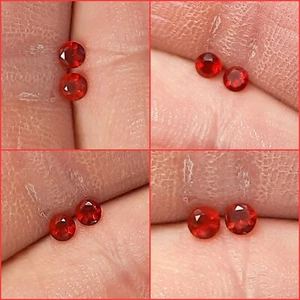 ✨️PHENOMENAL Matching Pair (2) Faceted Mexican Cherry Red Fire Opal Gemstones✨️ - Picture 1 of 7