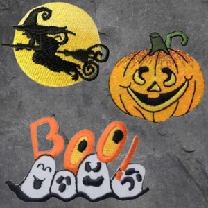 Halloween Patch Set - Boo, Ghost, Witch, Jack O Lantern, Pumpkin (Iron On) - Picture 1 of 4