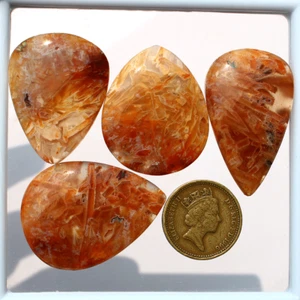 Lote de 4 piedras preciosas cabujón pera grado superior de ágata en palo turco natural 36 mm-41 mm - Imagen 1 de 12