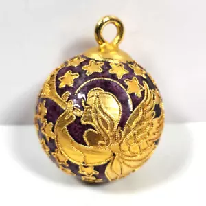Vintage Cloisonné Ornament Kugel Engel Horn Sterne Gold Burgund Weihnachtsdeko 2 Zoll - Bild 1 von 8