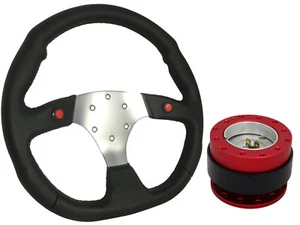Volante F1 CROMADO + rojo negro liberación rápida jefe RB para LAND ROVER - Imagen 1 de 5