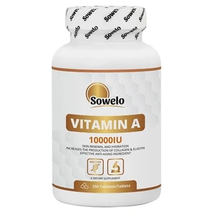 Vitamine A 10000 UI - Comprimés - Soutien immunitaire, santé des yeux et de la peau - Sowelo - Photo 1/11