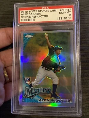 2007 Topps Update Chrome Alex Sanabia Rookie Refractor Psa 8 Pop 1 Of 1 No Highr - Image 1 of 2