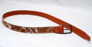 Real Cow Hide Hair ON Leather Men / Women Belt Size 38" Trouser Jeans Belt-175 - Picture 1 of 4