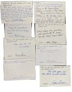NEW YORK YANKEES Signed 4x6 Index Cards Lot 9 Hector Lopez Ryne Duren Al Downing - Picture 1 of 5