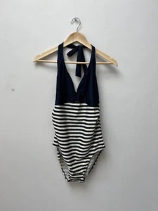 Mamalicious Maternity Navy Stripe Swimming Costume - size large - Picture 1 of 10