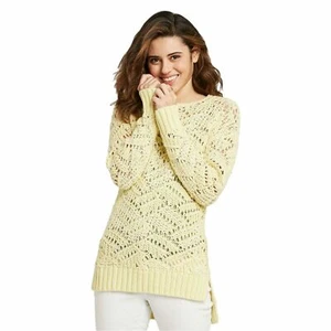 Universal Thread Damen Open Stitch Rundhals Tunika Pullover gelb Größe wählbar - Bild 1 von 4