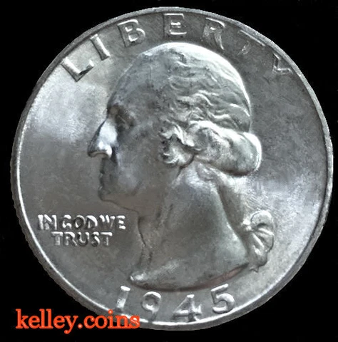 1945-D 25C Washington Silver Quarter BU Cover