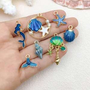 Enamel Charms For Jewellery Bracelets Earrings Making Pendants Mermaid Sea Shell - Picture 1 of 3