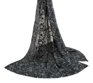Sushila Vintage White Dupatta Pure Georgette Silk Printed Long Stole Veil - Picture 1 of 9