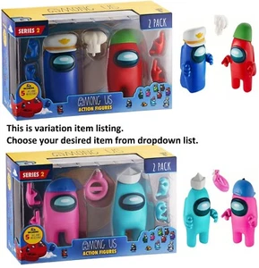Among Us Series 2 Action Figures 2 Pack Pink Red Blue Cyan Video Game Play Gift - Picture 1 of 7