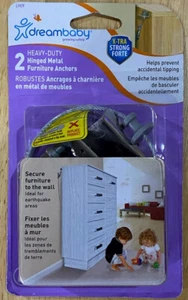 Dreambaby ~ 2 Heavy-Duty Hinged Metal Furniture Anchors ~ L1429 ~ Brand New - Picture 1 of 2