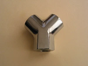 Lowrider Hydraulics 1/2" NPT Y block, steel, chrome, female 3 ports, 1 pack, HD - Picture 1 of 1