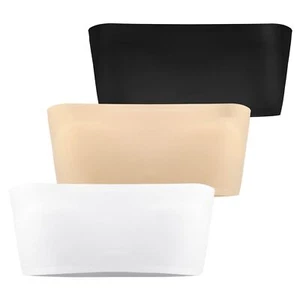 Girls Strapless Bandeau Bra Training Bras Wireless Light Padded Bralette Blac... - Picture 1 of 7