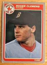 1985 Fleer Roger Clemens Baseball Card Rookie 155 Red Sox Pitcher Low-Grade Poor