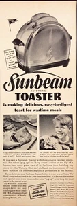 Sunbeam Toaster Buy War Bonds World War II Vintage Print Ad 1943 - Picture 1 of 2