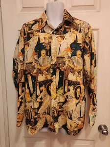 Camisa discoteca vintage años 70 Joe Namath by Arrow con estampado de moda Art Deco - Imagen 1 de 19