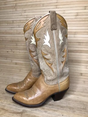 Botas vaqueras occidentales Dan Post de cuero y gamuza marrón recortadas 6 C Foto 1 de 4