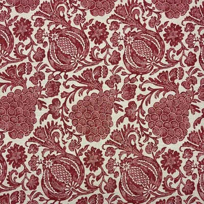 BALLARD DESIGNS COTLEIGH RED FRUIT FLORAL BATIK MULTIUSE FABRIC BY YARD 54"W - Image 1 of 4