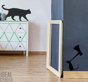 Cat and Mouse with axe STENCIL Home Decor Wall painting Stencil Reusable - Picture 1 of 9