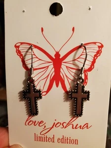 NEW Simple Delicate Silver cross dangle earrings silver hooks - Picture 1 of 2