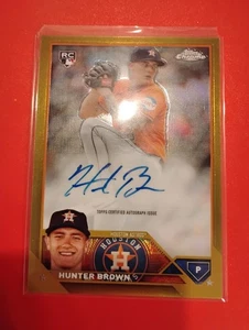 2023 Topps Chrome Update Hunter Marrone AC-HB RC Oro Rifrattore Auto /50 Astros - Foto 1 di 3