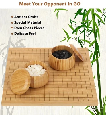 SPP Chinese Go (Weiqi) Game Set – Wooden 19x19 Board, 361 Point Board Game - Image 1 of 4