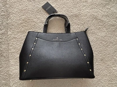london fog handbag Studded Satchel 100 Anniversary Black NWT Tote purse - Image 1 of 4