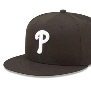 Philadelphia Phillies Snapback Hat Adjustable Fit Cap Black P Fast Ship - Picture 1 of 2