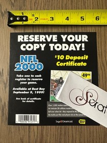 Sega DREAMCAST - Promotional Reservation Flier NFL 2000 2K - Promo BestBuy