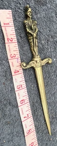antique knight letter opener  knight brass vintage sword desk art figural - Picture 1 of 10