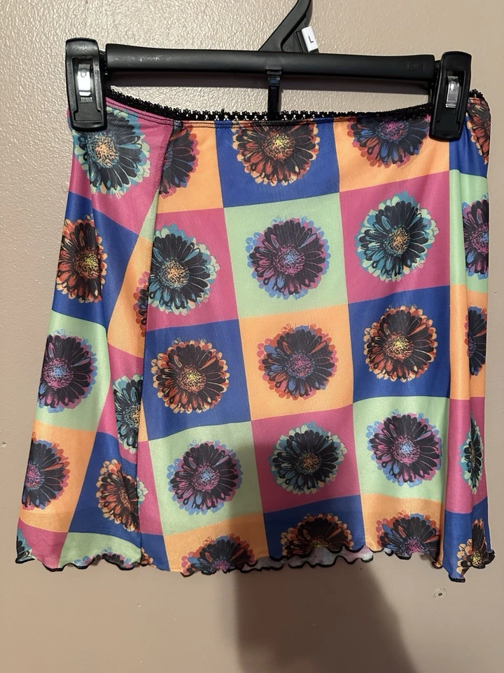 Falda Arco Iris Y2K dELiA*s Pop Flor Malla Capricho Hada Grunge NUEVA CON ETIQUETAS S Foto 1 de 2