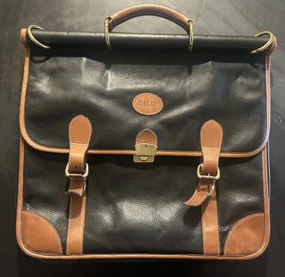 VTG BALLY Brown & Black Leather Briefcase Portfolio Attache - Image 1 of 4