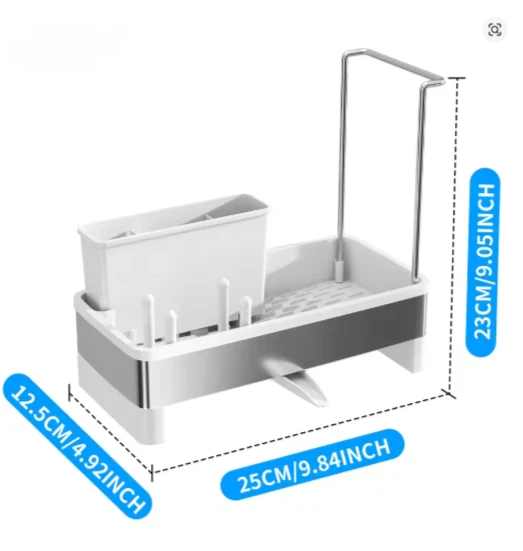 Estante de esponja de acero inoxidable con drenaje multifuncional cocina y baño carrito Foto 1 de 4