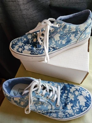 Zapatillas deportivas de lona Vans de mezclilla lavadas con ácido azul blanco FLORES para mujer talla 7,5 Foto 1 de 2