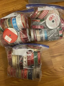70 MIXED SATIN & CLOTH RIBBON NEW & PARTIAL ASSORTED COLORS & WIDTHS #4 - Picture 1 of 14