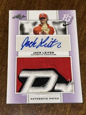 JACK LEITER 2018 Leaf Perfect Game Autograph CAP LOGO Patch #1/2 VANDY RANGERS - Image 1 of 4