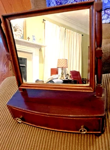 Antique Federal Shaving Mirror single curved drawer - Picture 1 of 8