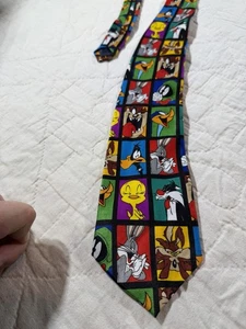 Vintage 1990s Looney Tunes Tie Bugs Bunny Daffy Duck Sylvester Tweety  - Picture 1 of 3