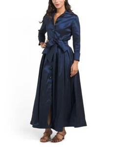 MARINA Tie Waist Stretch Taffeta Maxi Dress (size L) - Picture 1 of 2