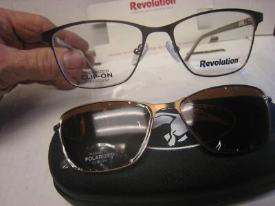 Revolution Eyeglass  Frame W/ Magnet sun shade JOPLIN BROWN  52-16-135 w/case - Image 1 of 4