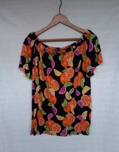 BNWT George Multicoloured Fruit Pattern Short Sleeve Top Size 16 - Picture 1 of 7