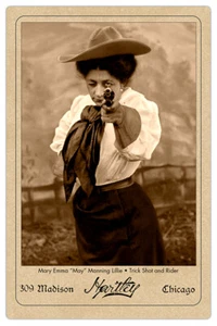 MAY MANNING LILLIE Old West Trick Shooter & Rider Vintage Photo Cabinet Card RP - Picture 1 of 1