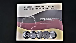 BRD 10 Euro Gedenkmünzen-Set 2002 pp -alle 5 Ausgaben im Blister - 925 Silber - Bild 1 von 1