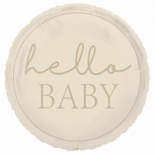 Neutral Nude Round Hello Baby Foil Balloons 18 inch | Baby Shower Party Balloon - Picture 1 of 2