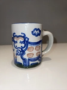M.A. Hadley Pottery Hand Painted Folk Art Country Spotted Cow Mug Signed 10 oz - Picture 1 of 10