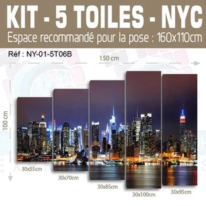 150x100cm - Set 5 LEINWÄNDE BEDRUCKT GEMÄLDE LEINWAND DEKO - NEW YORK-NY-01 -5T06B - Bild 1 von 29