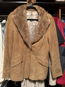 Vintage Scully Suede Women's Jacket With Mink Collar - Picture 1 of 13