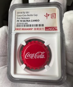 NGC PF 70 ULTRA CAMEO 2018 Fiji S$1 Coca-Cola Bottle Cap First Releases Coin“中国” - Picture 1 of 2